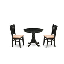 Solid Wood Round Dining Table & Chairs 3-Piece Set, Small Dinette, Black