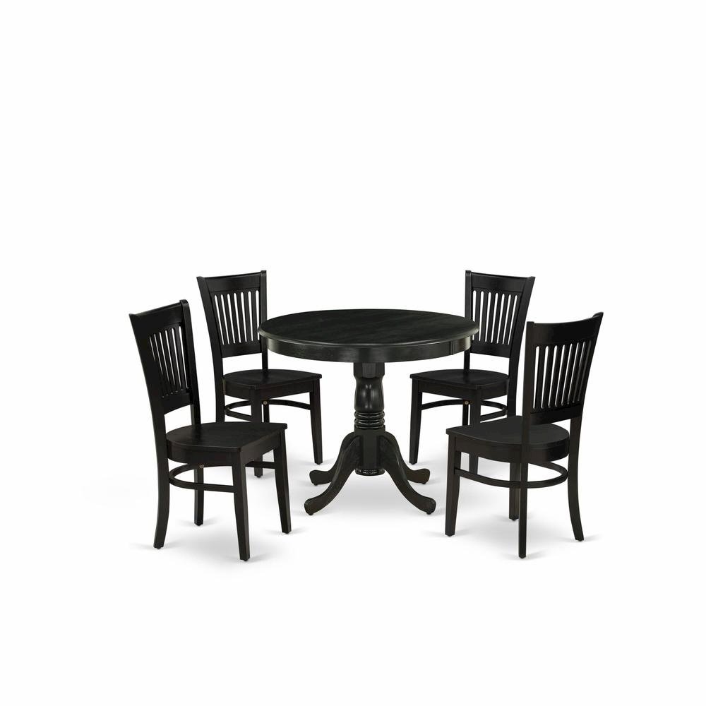 Black 5 Pc Breakfast Nook Table Set, Kitchen Table and Chairs for 4