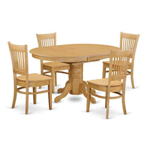 Solid Wood Dining Table & Chairs 5-Piece Set with Leaf
