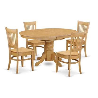 Solid Wood Dining Table & Chairs 5-Piece Set with Leaf