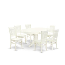 Butterfly Leaf Dining Table 7-Piece, Slatted-Back Wood Chairs, Linen White