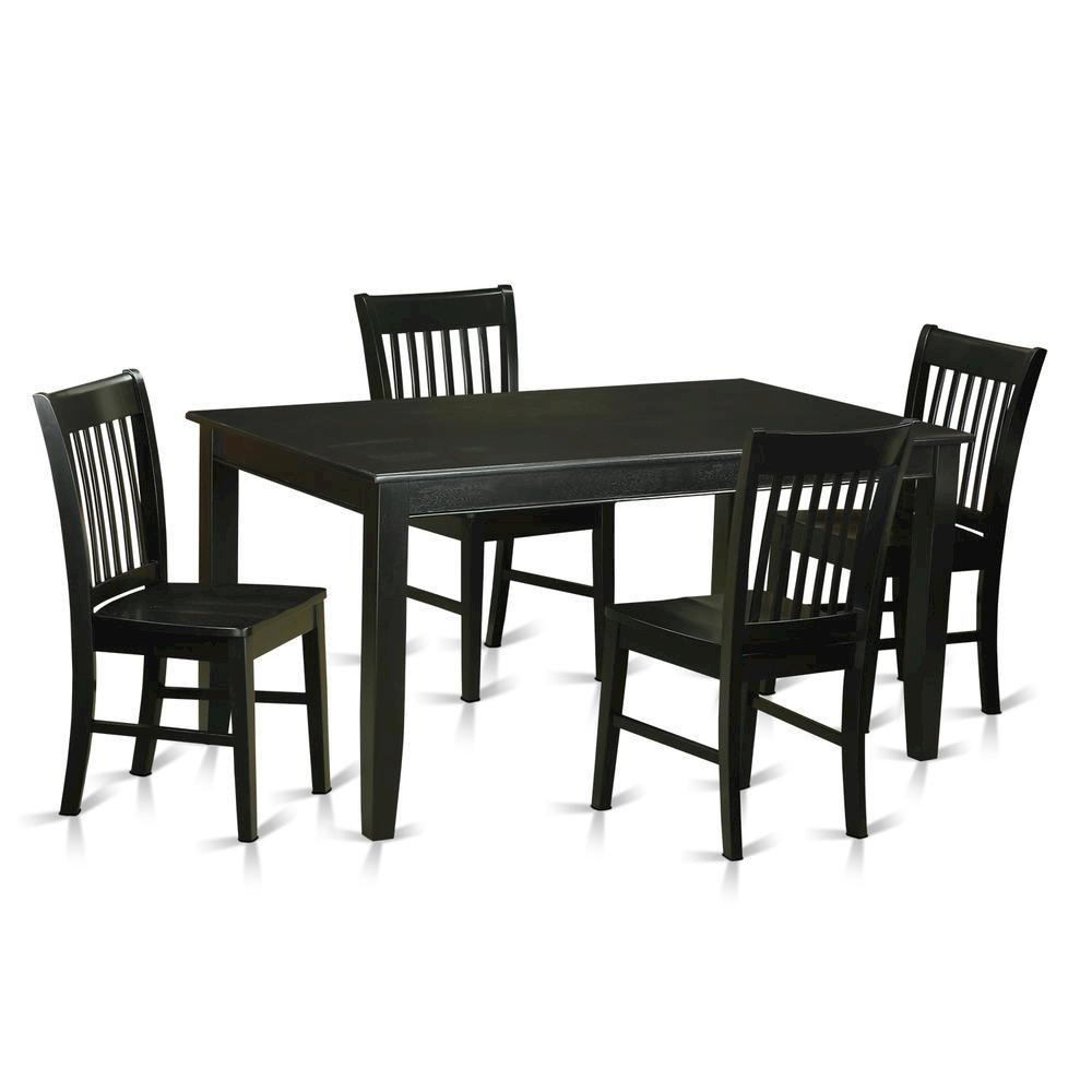 Solid Wood Dining Table & Chairs 5-Piece Set for Kitchen/Dining, Black