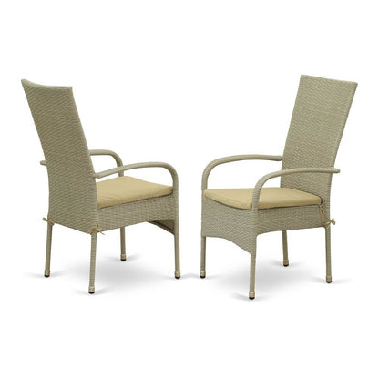 Neutral Linen Wicker Patio Set with Dining Table and 4 Outdoor Chairs