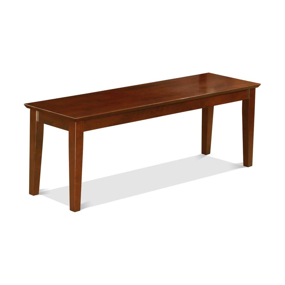 Dining Bench, Rectangular Seating, Mahogany Finish, Modern Four Straight Legs