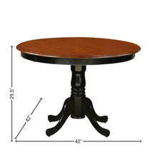 5 Piece Dining Furniture Set, Round Table, 4 Leather Chairs, Cherry and Black
