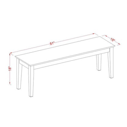 Dining Bench, Rectangular Seating, Mahogany Finish, Modern Four Straight Legs