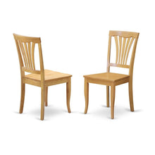 Wood Seat Dining Chair Set of 2, Vertical Slatted Back Oak Finish Classic Design
