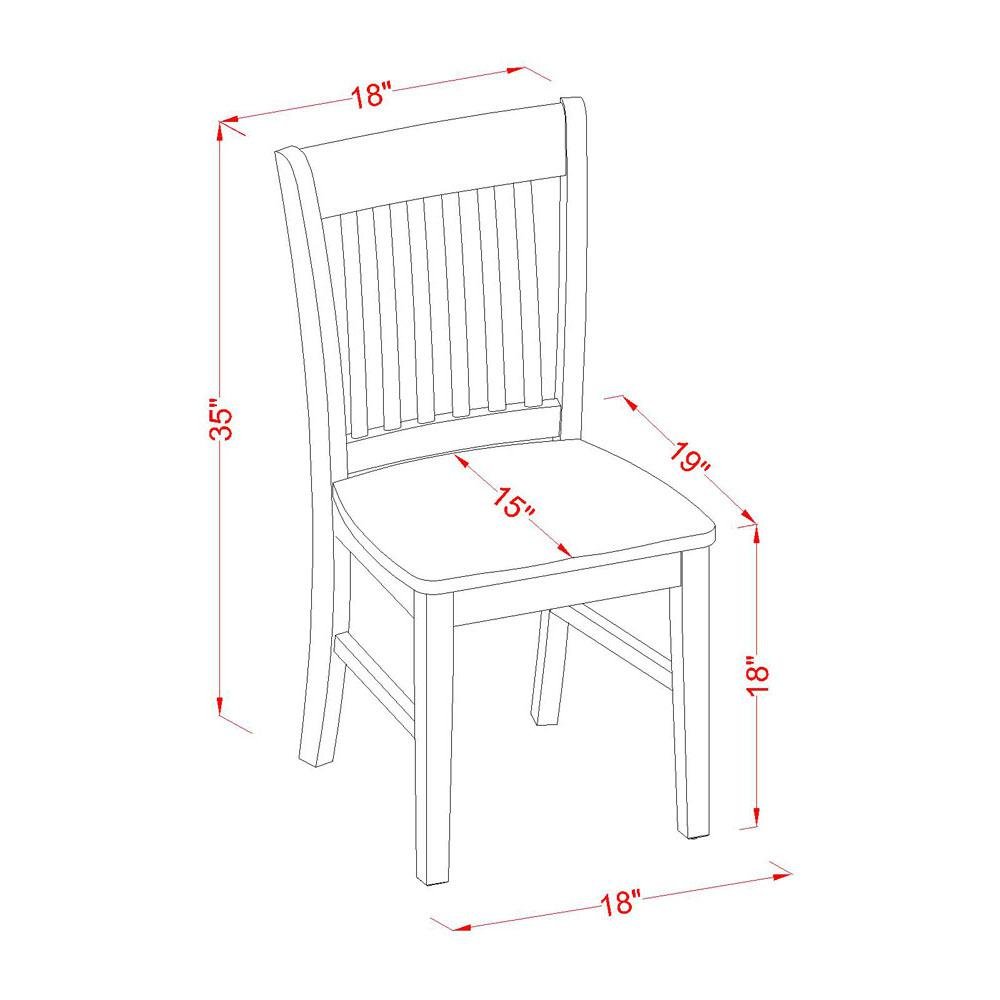 Wood Seat Dining Chair Set of 2, Vertical Slatted Back, Oak Finish, Sturdy