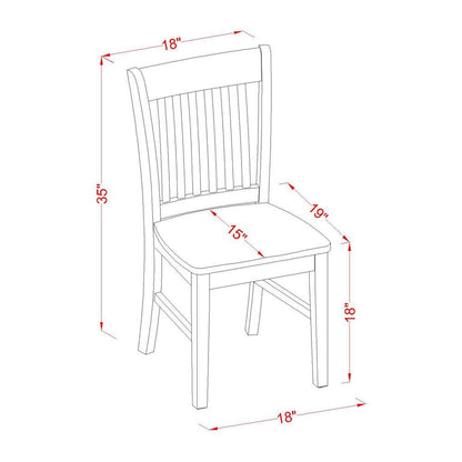 Wood Seat Dining Chair Set of 2, Vertical Slatted Back, Oak Finish, Sturdy