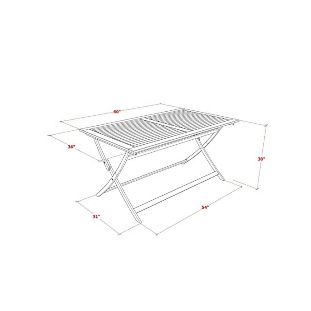 AECM5CANA - 5 Piece Modern Folding Table Set - An Exquisite Dining Table with 4 Outdoor Dining ArmChairs- Natural Oil Finish