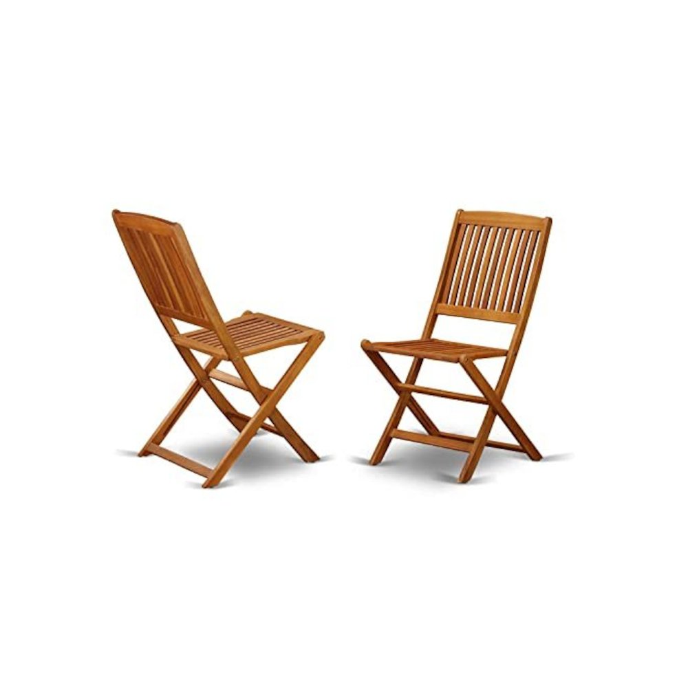 AECM7CANA - 7 Piece Superior Bistro Table Set - Attractive Outdoor Patio Table with 6 Folding Patio ArmChairs- Natural Oil Finish