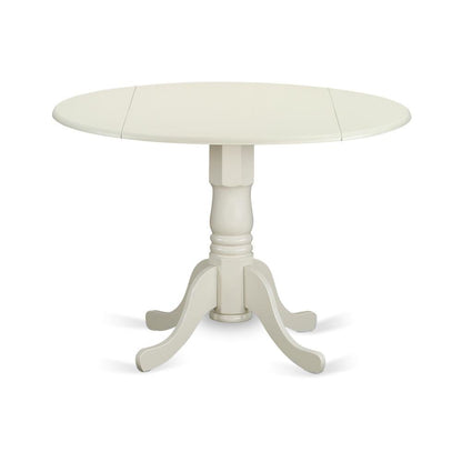 White Dining Set, Round Drop Leaf Table, X-Back Chairs, 2-Person, Faux Leather