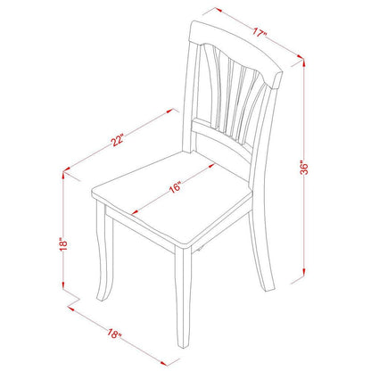 Wood Seat Dining Chair Set of 2, Vertical Slatted Back Oak Finish Classic Design
