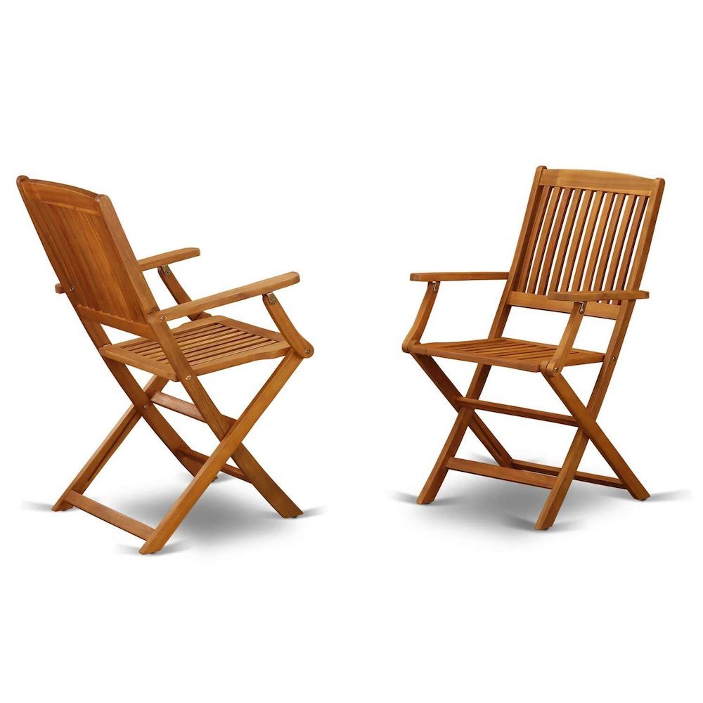 3-Piece Outdoor Bistro Set Oil-Finish Wooden Folding Table and 2 Chairs