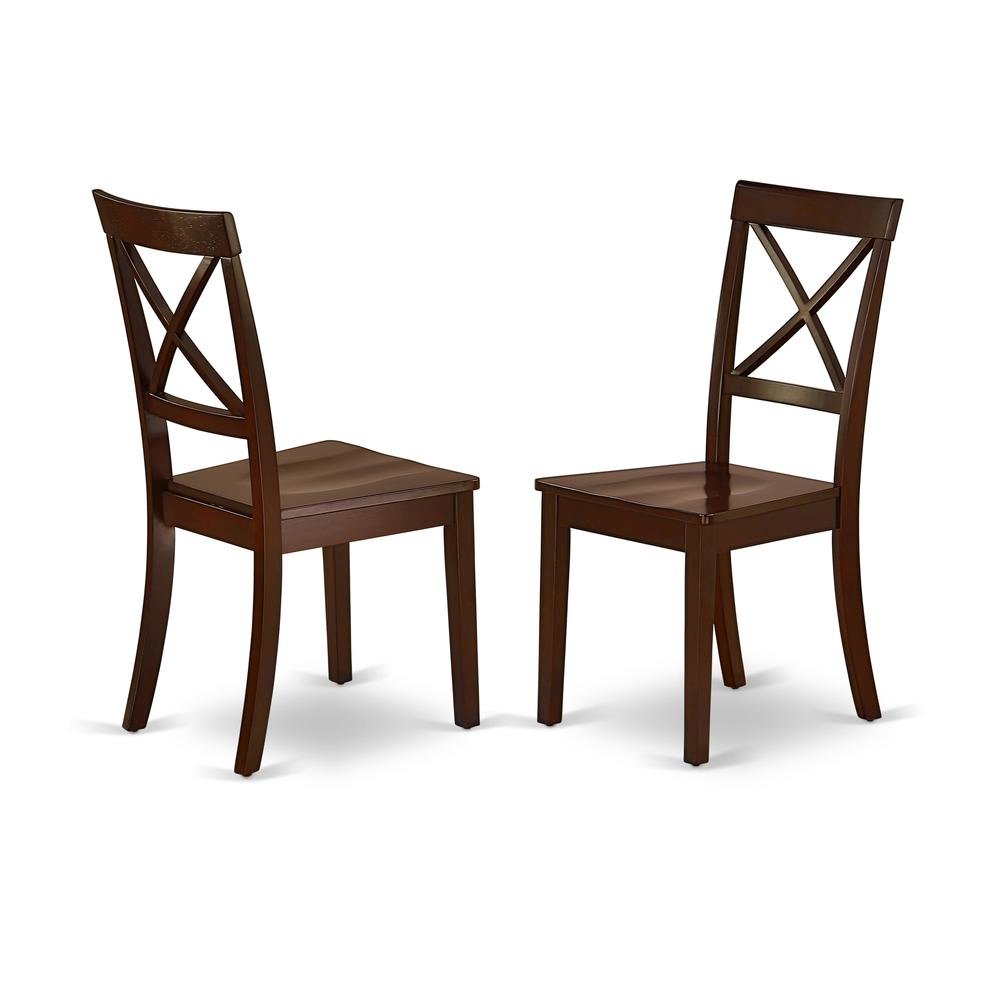 Mahogany Dining Set, Round Drop Leaf Table, X-Back Chairs, 2-Person, Rubberwood