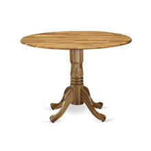 Round Kitchen Table, Drop Leaves, Natural Wood Texture, Pedestal Base