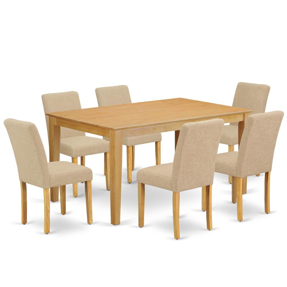 Solid Wood Dining Table Set for 6, Kitchen Table and Chairs in Oak