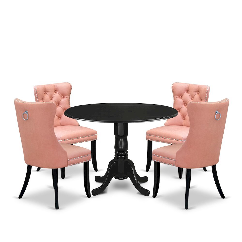 5 Piece Rubberwood Dining Room Table Set for 4 with Square Kitchen Table