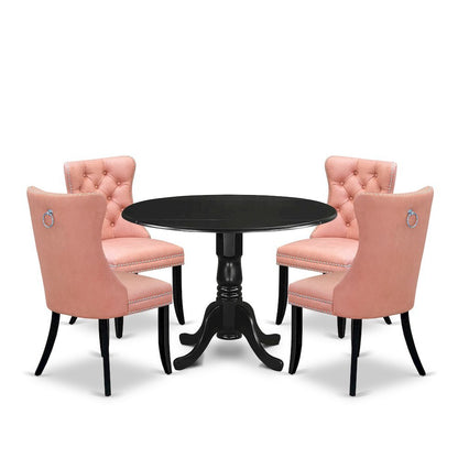 5 Piece Rubberwood Dining Room Table Set for 4 with Square Kitchen Table