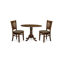 3-Piece Dining Set, Drop Leaf Table, 2 Microfiber Chairs, Espresso Finish