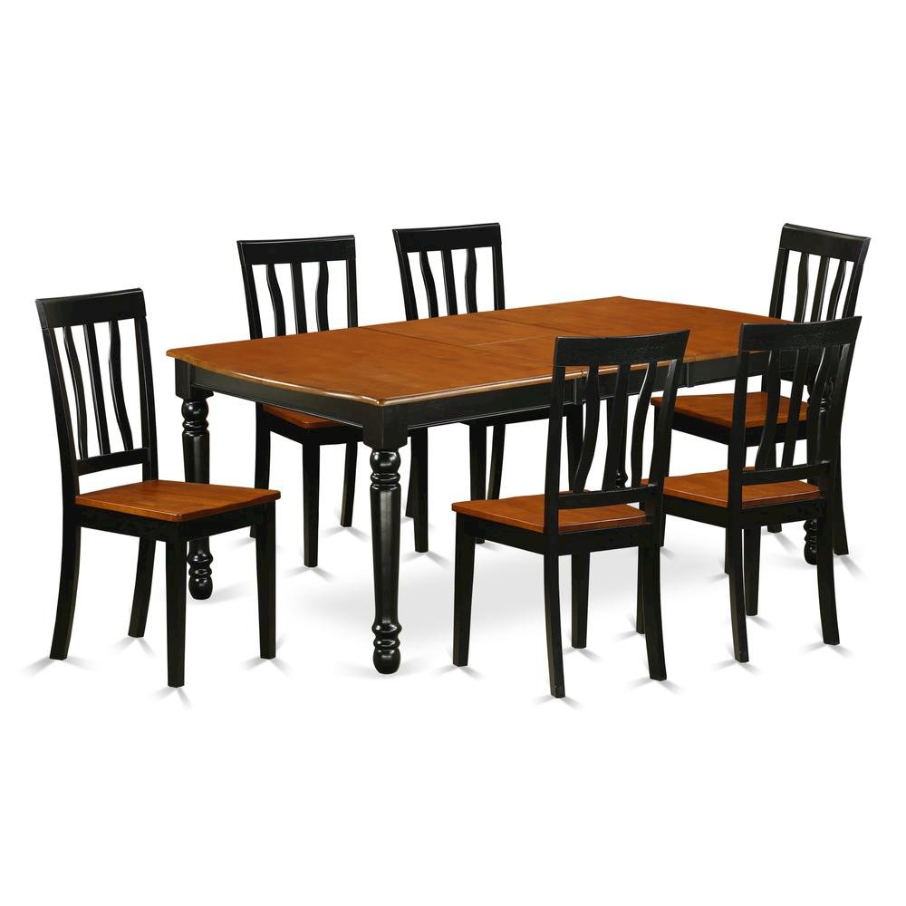 Wood Extendable Dining Table & Chairs 7-Piece Set, Black & Cherry