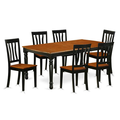 Wood Extendable Dining Table & Chairs 7-Piece Set, Black & Cherry