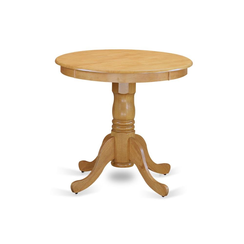 Round Dining Table, Pedestal Base, Oak, Mid-Century, Solid Wood