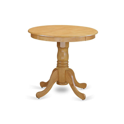 Round Dining Table, Pedestal Base, Oak, Mid-Century, Solid Wood