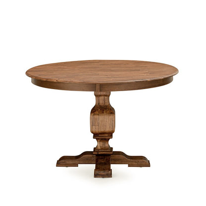 Rustic Round Dining Table, Antique Walnut Finish, Wood, 48 Inch