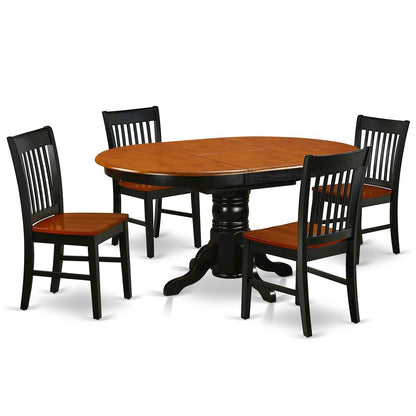 5 Piece Dining Set, Butterfly Leaf Table, 4 Wood Chairs, Black Cherry