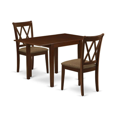 Solid Wood Small Dining Table for 2 with Chairs, Mahogany Brown Finish