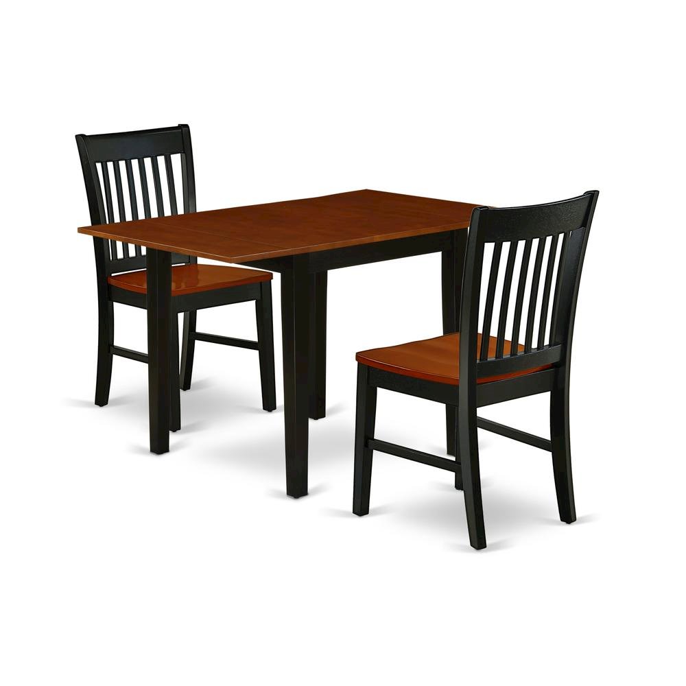 Solid Wood 5 Piece Dining Table Set in Black & Cherry for 4 People