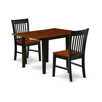 Solid Wood 5 Piece Dining Table Set in Black & Cherry for 4 People