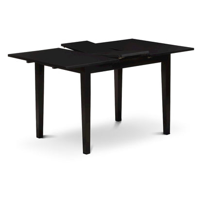 Rectangular Wood Dining Table, Black Finish, Butterfly Leaf, Solid Wood