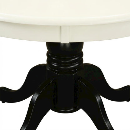 Linen White Round Pedestal Dining Table, Traditional, Seats 4