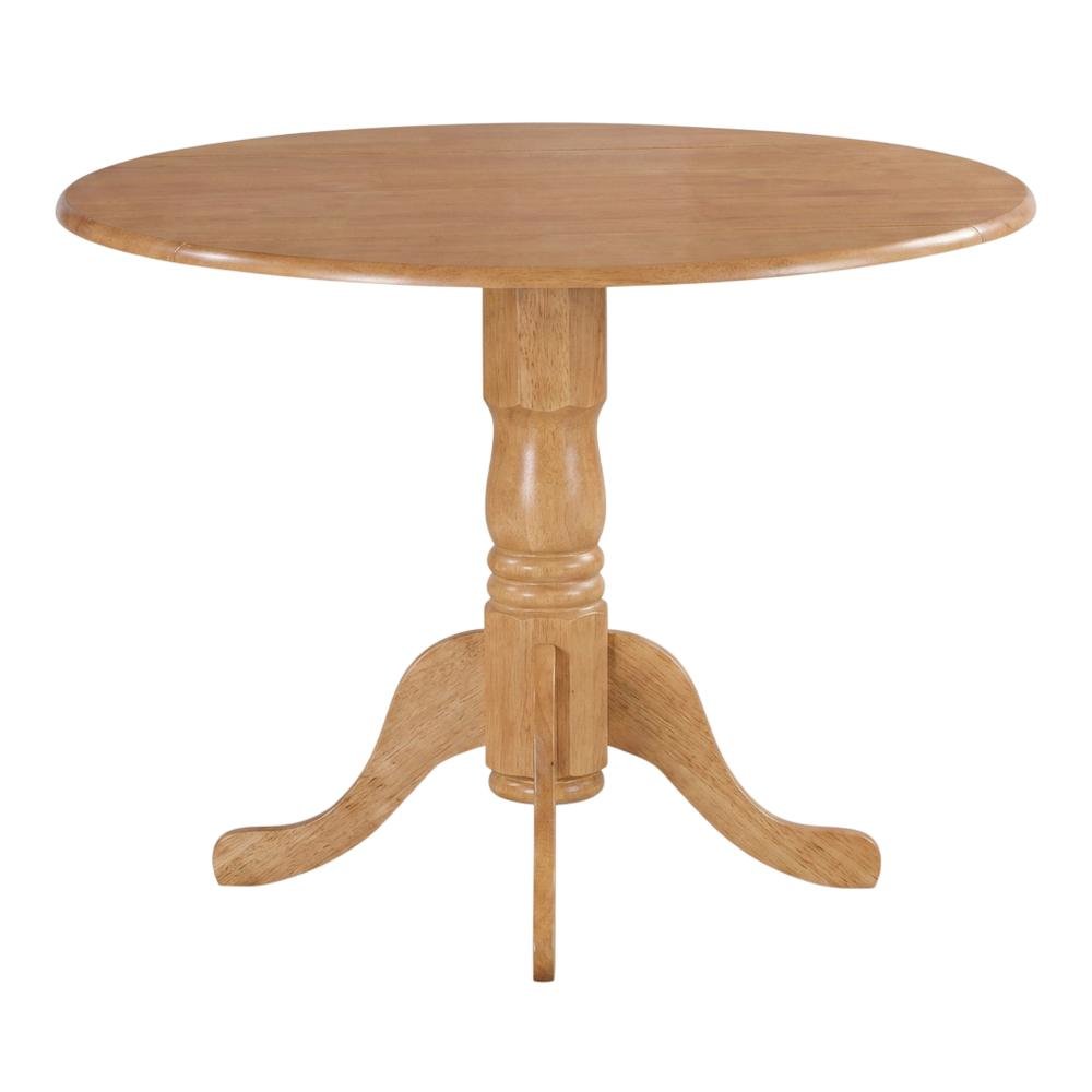 Solid Wood Round Drop-Leaf Kitchen Nook 3-Piece, Slatted Chairs