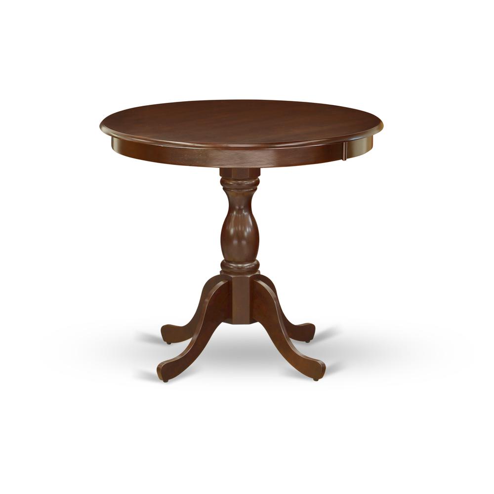 AMEL3-MAH-16 3 Piece Dining Table Set - 1 Dinner Table and 2 Dark Khaki Upholstered Chairs - Mahogany Finish