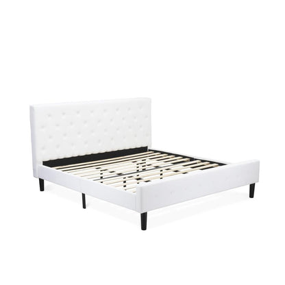 NL19K-1HI14 2 Pc Bed Set - 1 King Bed White Velvet Fabric Headboard and 1 Night Stand for Bedroom - Urban Gray Finish Nightstand
