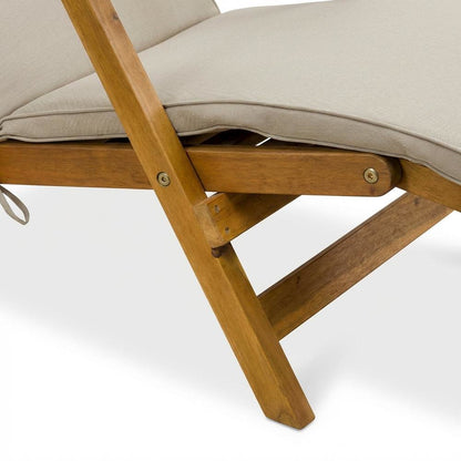 Oil-Finish Outdoor Lounge Chair with Acacia Wood Frame, Modern Design for Deck