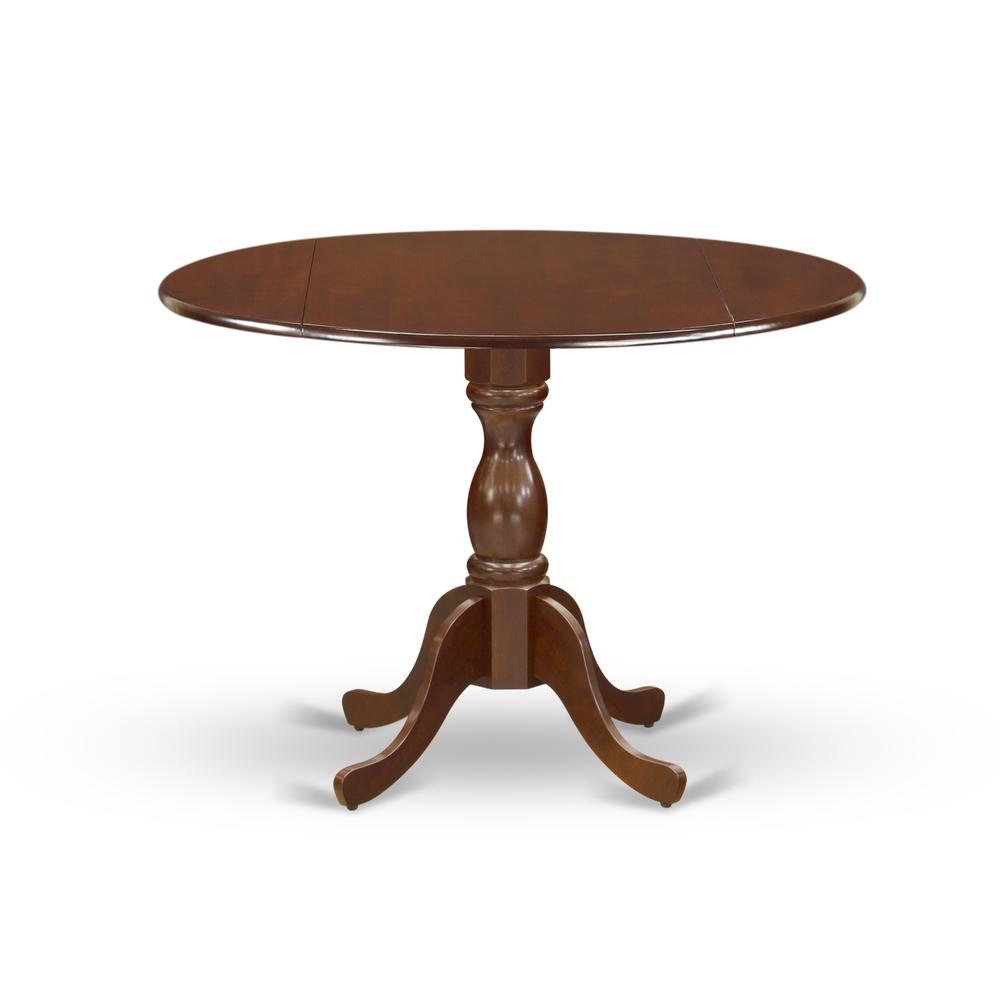 East West Furniture DMEL5-MAH-16 5 Piece Dining Set Includes 1 Drop Leaves Wooden Table and 4 Dark Khaki Linen Fabric Parsons Chair Button Tufted Back with Nail Heads - Mahogany Finish