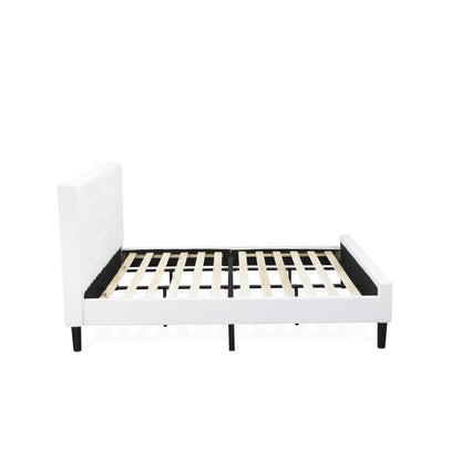 NL19K-2HI14 3 Pc King Bed Set - 1 King Bed White Velvet Fabric Headboard and 2 Wooden Night Stands - Urban Gray Finish Nightstand