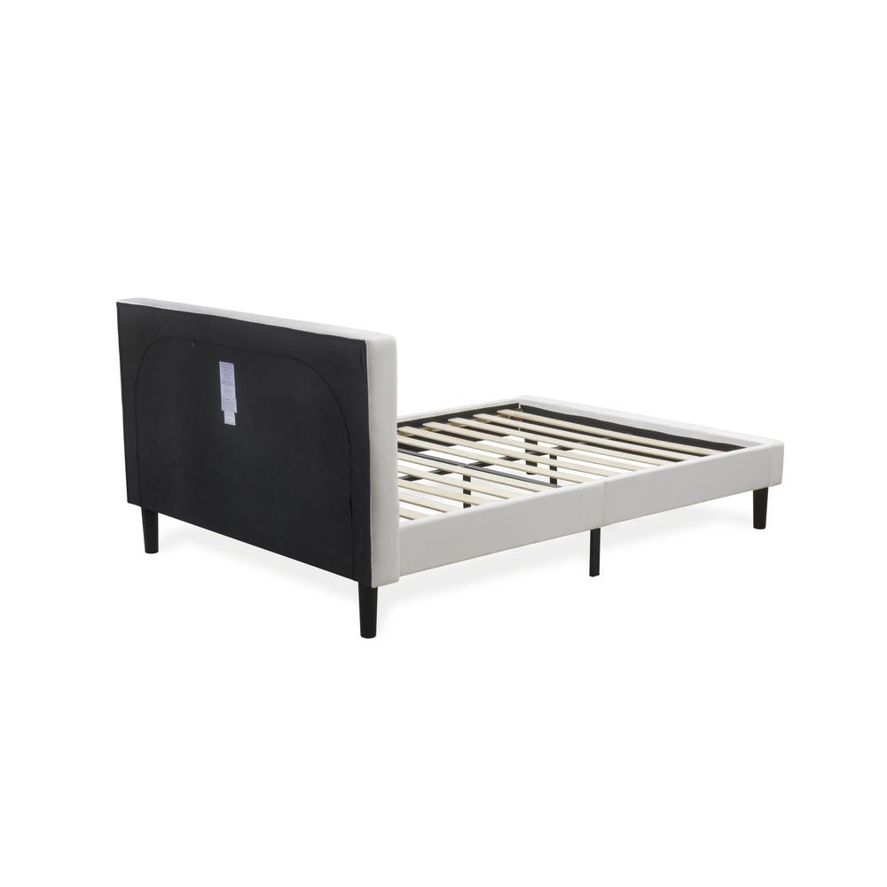 NL19Q-2HA12 3 Piece Bed Set - 1 Queen Bed White Velvet Fabric Headboard and 2 Nightstand - Clover Green Finish Nightstand