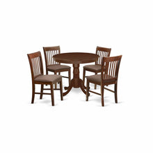 Wood Round Pedestal Dining Table & Chairs 5-Piece Set, Mahogany