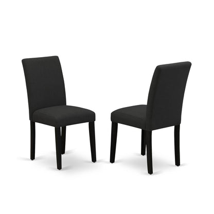 East West Furniture 7-Pc kitchen dining table set Includes 6 Dining Chairs with Upholstered Seat and High Back and a Rectangular Dinner Table - Black Finish