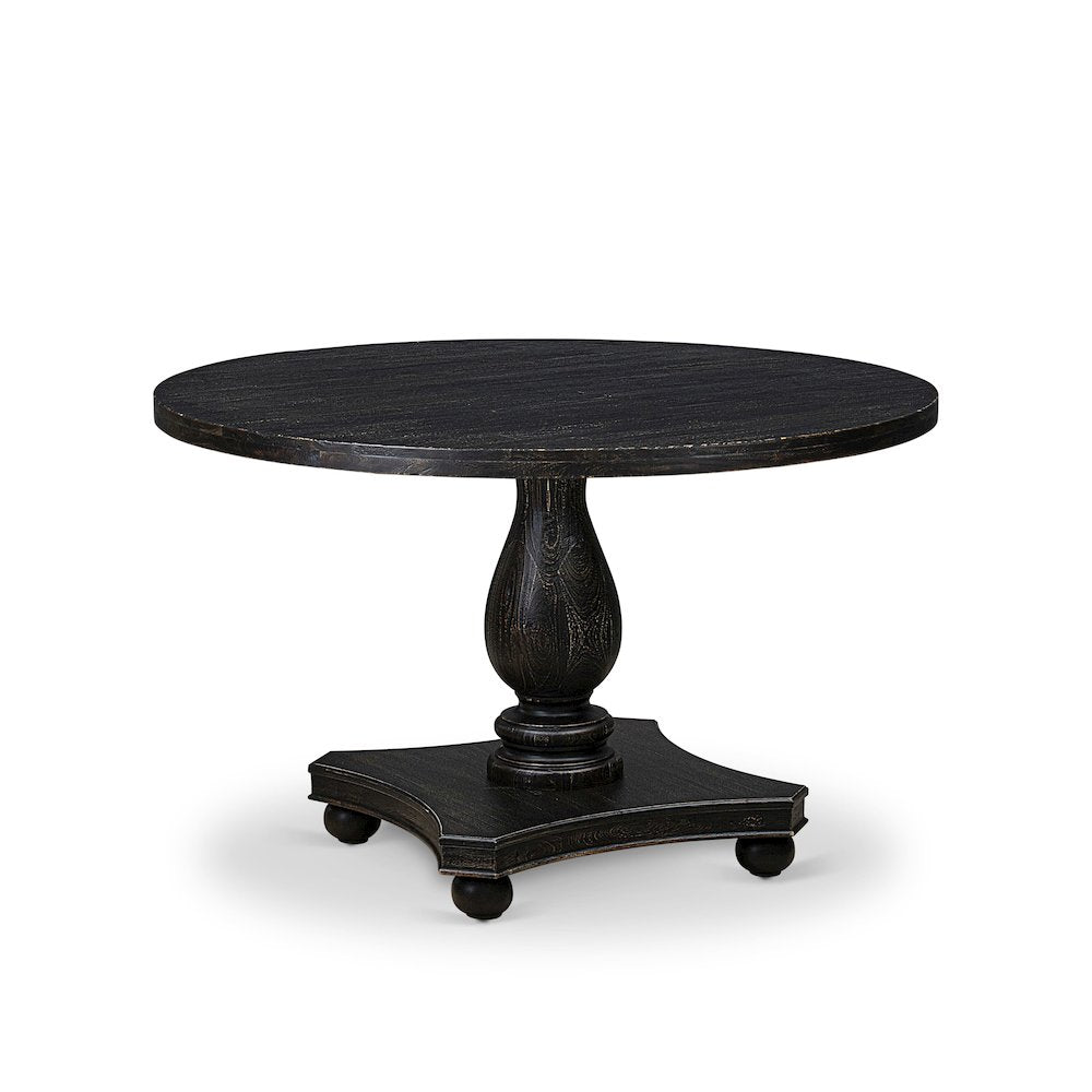7 Piece Kitchen Table Set Includes 48" Round Table In Black Color