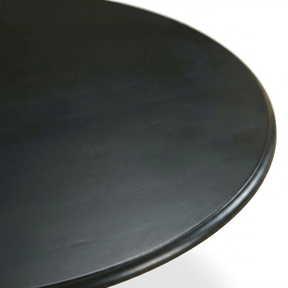 Black Drop Leaf Round Dining Table, Pedestal Base, Seats 4