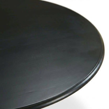 Black Drop Leaf Round Dining Table, Pedestal Base, Seats 4