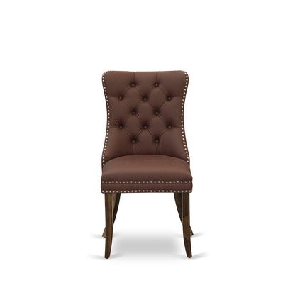 7-Pc Mid Century Dining Set Consist A Table And 6 Burgundy Upholstered Chairs