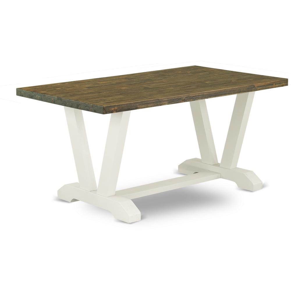 East West Furniture V076Ga235-7 - 7-Piece Small Dining Table Set - 6 Parson Dining Room Chairs and a Rectangular Dinette Table Hardwood Frame