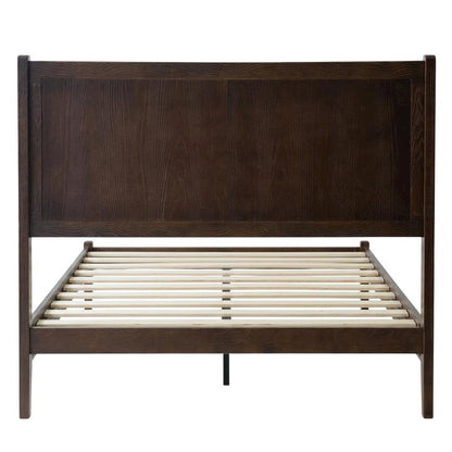 Solid Wood Platform Bed, Headboard & Footboard, No Box Spring, Dark Roast, Queen